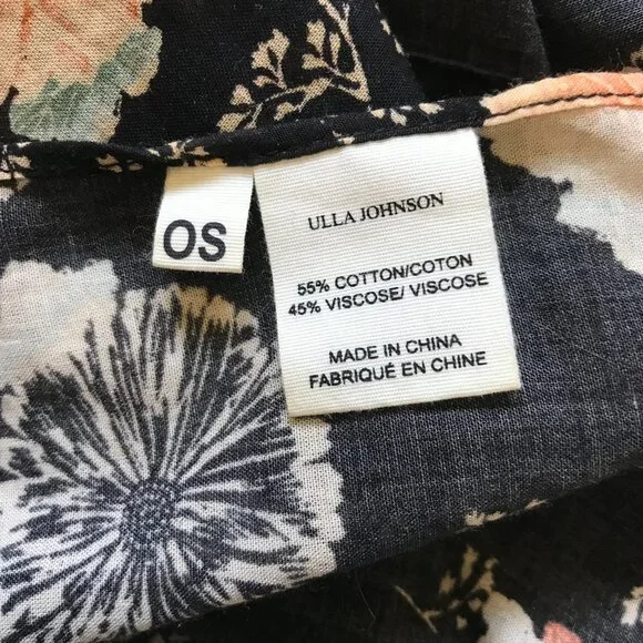 Ulla Johnson Paz Cover Up Sarong Skirt Womens OS Black Pink Floral Print Cotton - Picture 6 of 11